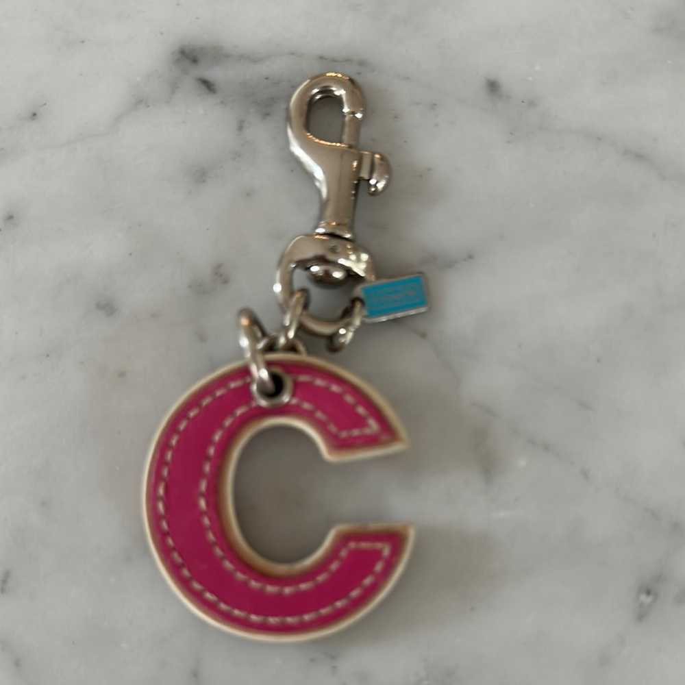 Pink C Keychain with Silver Clip